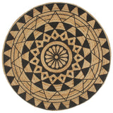 Vidaxl tapis fait à la main avec imprimé noir 120 cm jute