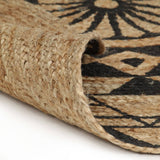 Vidaxl tapis fait à la main avec imprimé noir 120 cm jute