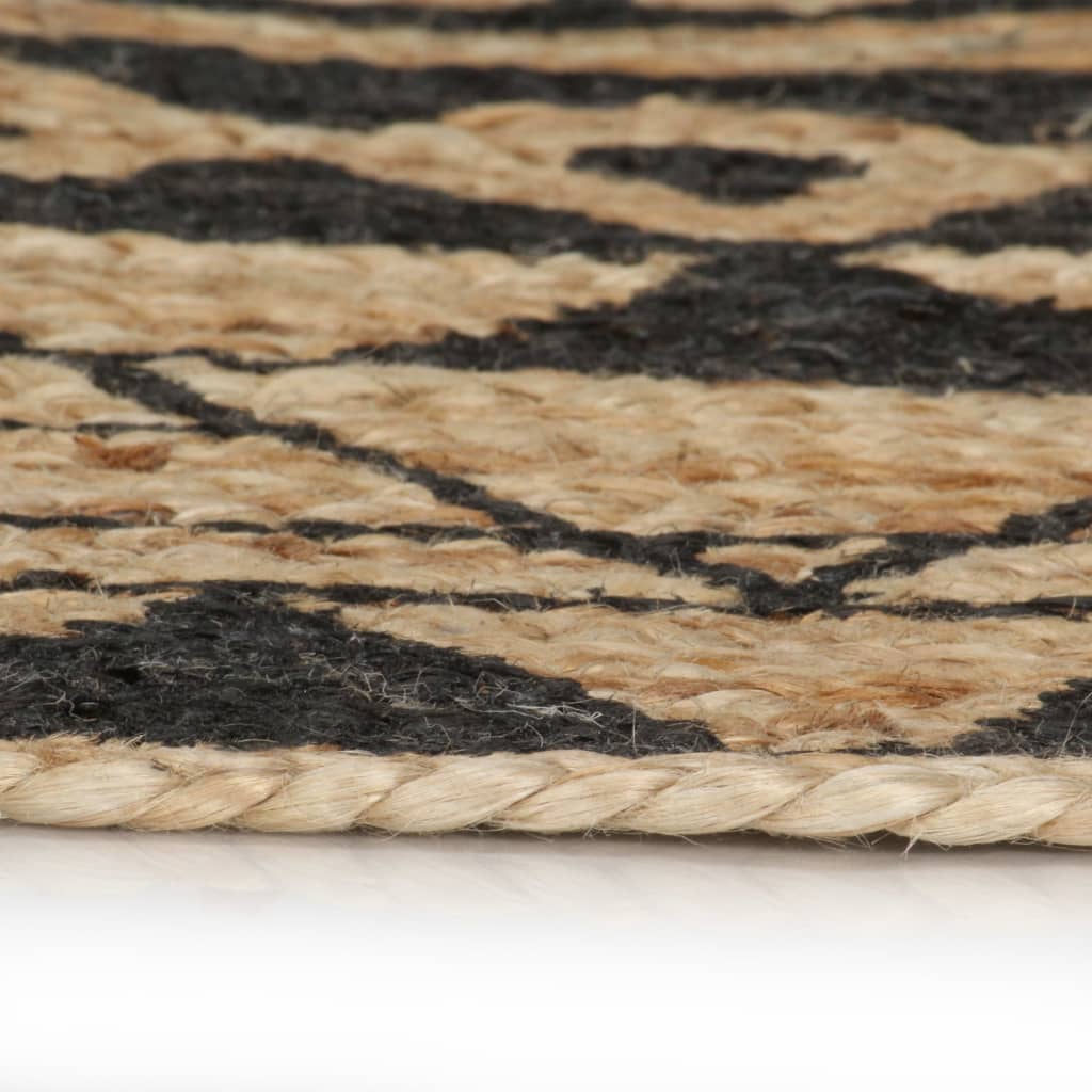 Vidaxl tapis fait à la main avec imprimé noir 120 cm jute