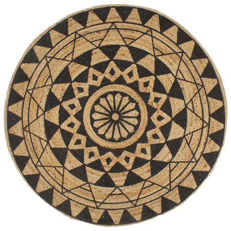 Vidaxl tapis fait à la main avec imprimé noir 150 cm jute