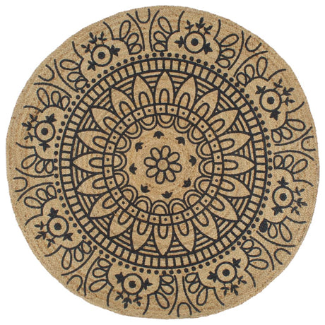 Tapis VidaXL fait main avec imprimé bleu foncé 90 cm jute