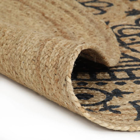 Tapis VidaXL fait main avec imprimé bleu foncé 90 cm jute