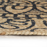 Tapis VidaXL fait main avec imprimé bleu foncé 90 cm jute