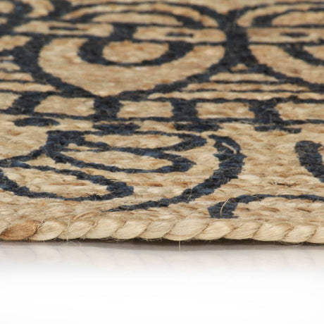 Tapis VidaXL fait main avec imprimé bleu foncé 90 cm jute