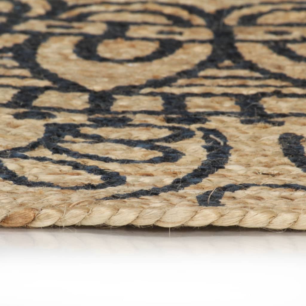 Tapis VidaXL fait main avec imprimé bleu foncé 150 cm jute