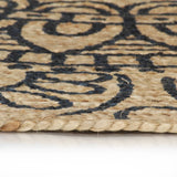 Tapis VidaXL fait main avec imprimé bleu foncé 150 cm jute