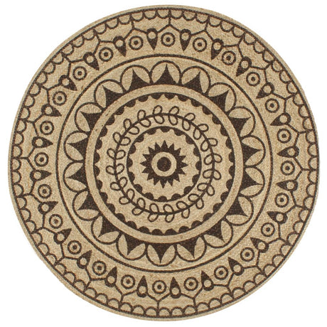 Tapis VidaXL fait main avec imprimé marron foncé 90 cm jute