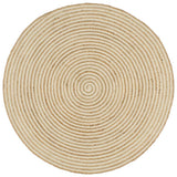 Viaxl tapis fait à la main avec design en spirale 90 cm de jute blanc
