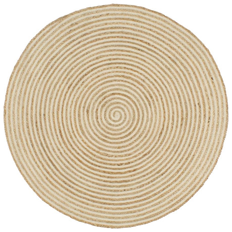 Viaxl tapis fait à la main avec design en spirale 90 cm de jute blanc