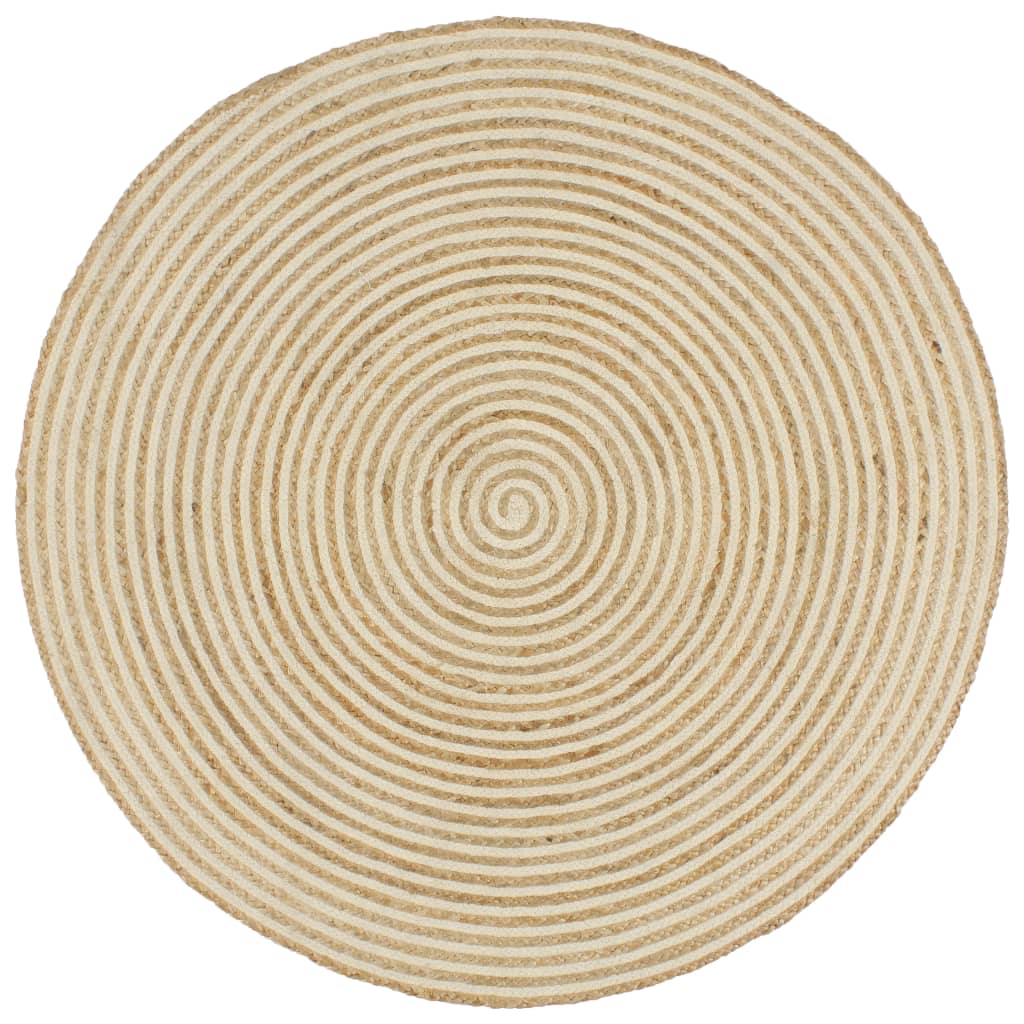 Viaxl tapis fait à la main avec design en spirale 120 cm de jute blanc