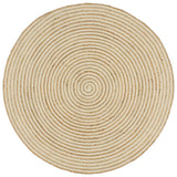 Viaxl tapis fait à la main avec design en spirale 120 cm de jute blanc
