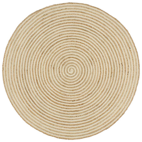 Viaxl tapis fait à la main avec design en spirale 120 cm de jute blanc