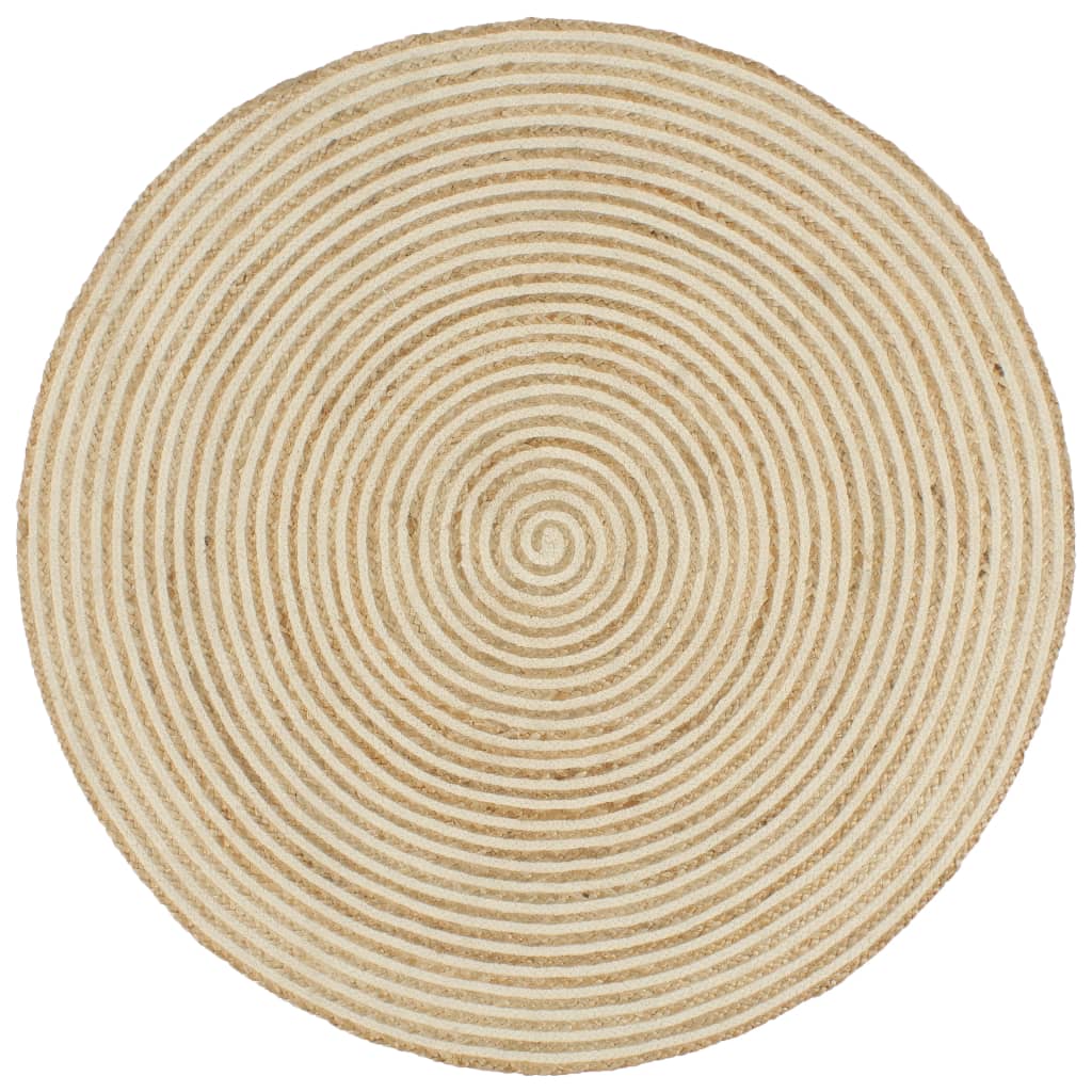 Vidaxl Teppich handgefertigt mit Spiraldesign 150 cm Jute Weiß