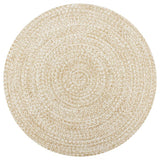 Vidaxl tapis fait à la main 90 cm jute blanc et naturel