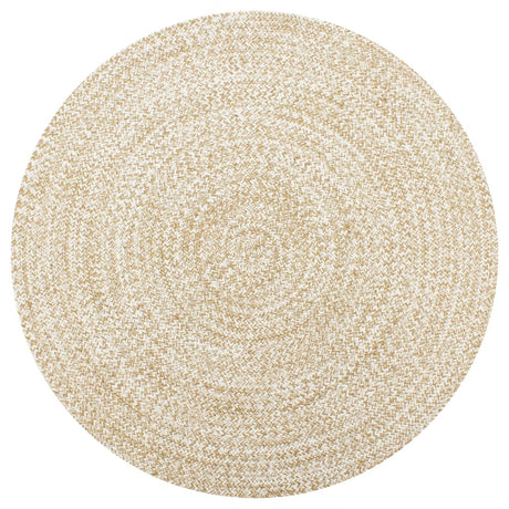 Vidaxl tapis fait à la main 90 cm jute blanc et naturel