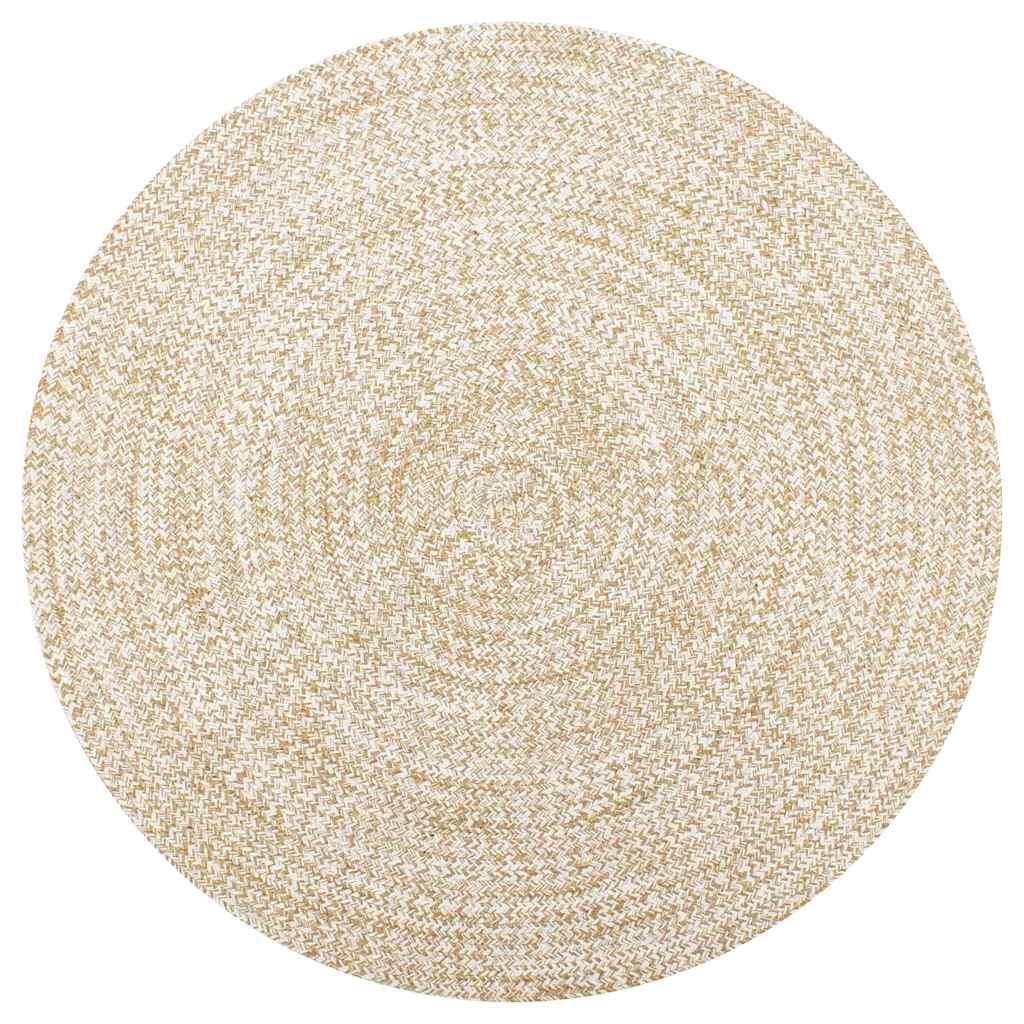 Vidaxl tapis fait à la main 150 cm jute blanc et naturel
