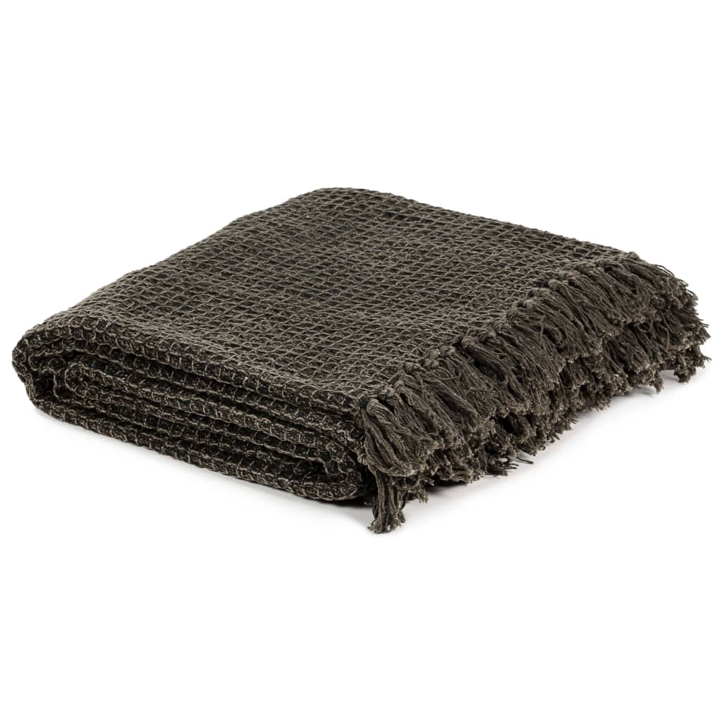 VidaXL plaid 220x250 cm coton anthracite et marron