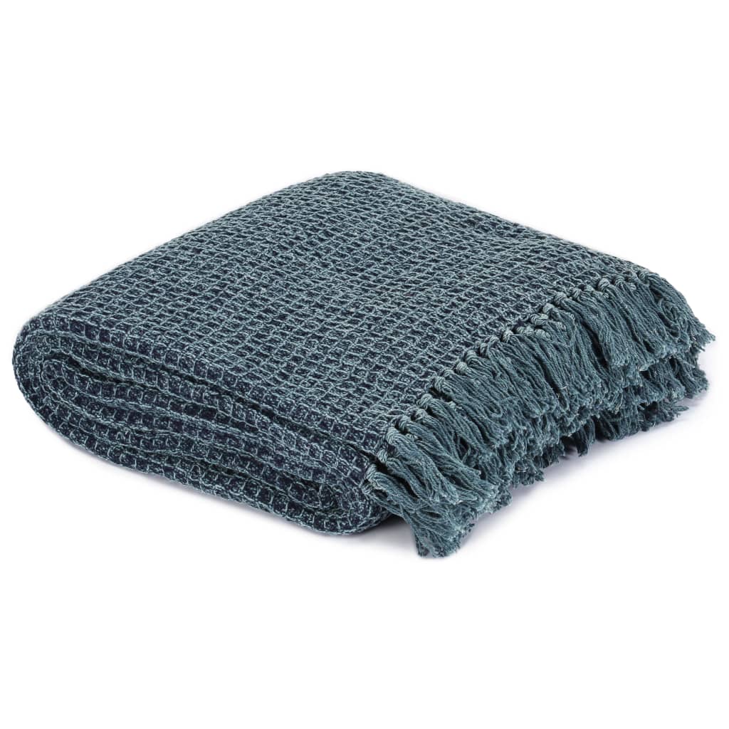 VidaXL plaid 220x250 cm coton bleu indigo