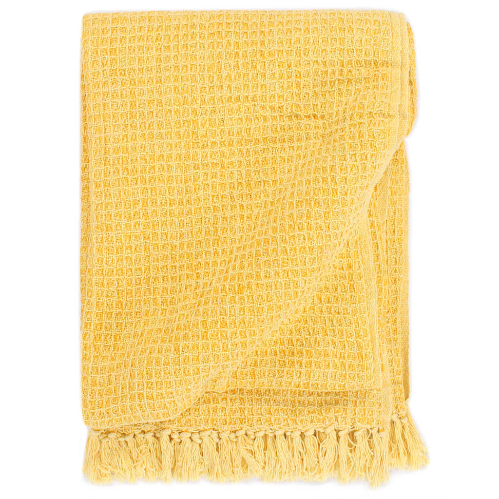 Vidaxx plaid 125x150 cm coton jaune moutarde