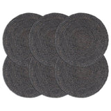 Vidaxl Placemats 6 sts Round 38 cm Jute Dark Gray