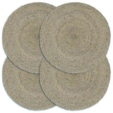 Vidaxl Placemats 4 Sts Round 38 cm Jute Grey