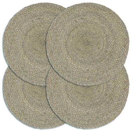 Vidaxl Placemats 4 Sts Round 38 cm Jute Grey