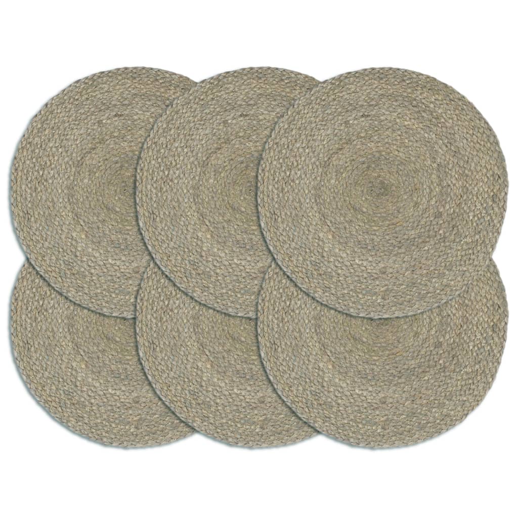 Vidaxx sets de table 6 pcs ronds 38 cm jute uni gris