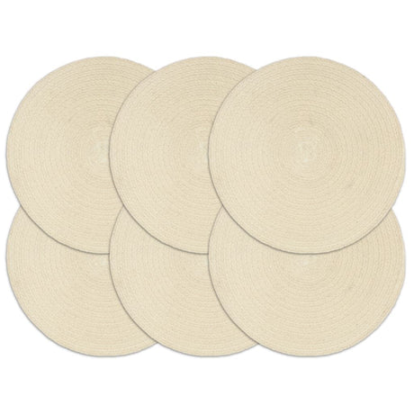 VidaXL sets de table 6 pcs rond 38 cm coton naturel