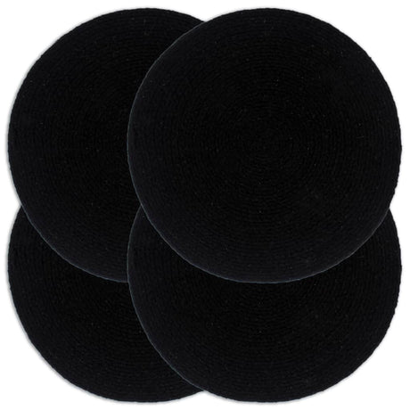VidaXL sets de table 4 pcs rond 38 cm coton uni noir