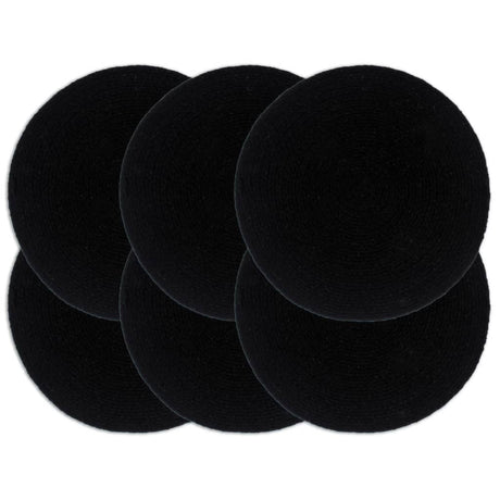 VidaXL sets de table 6 pcs rond 38 cm coton uni noir