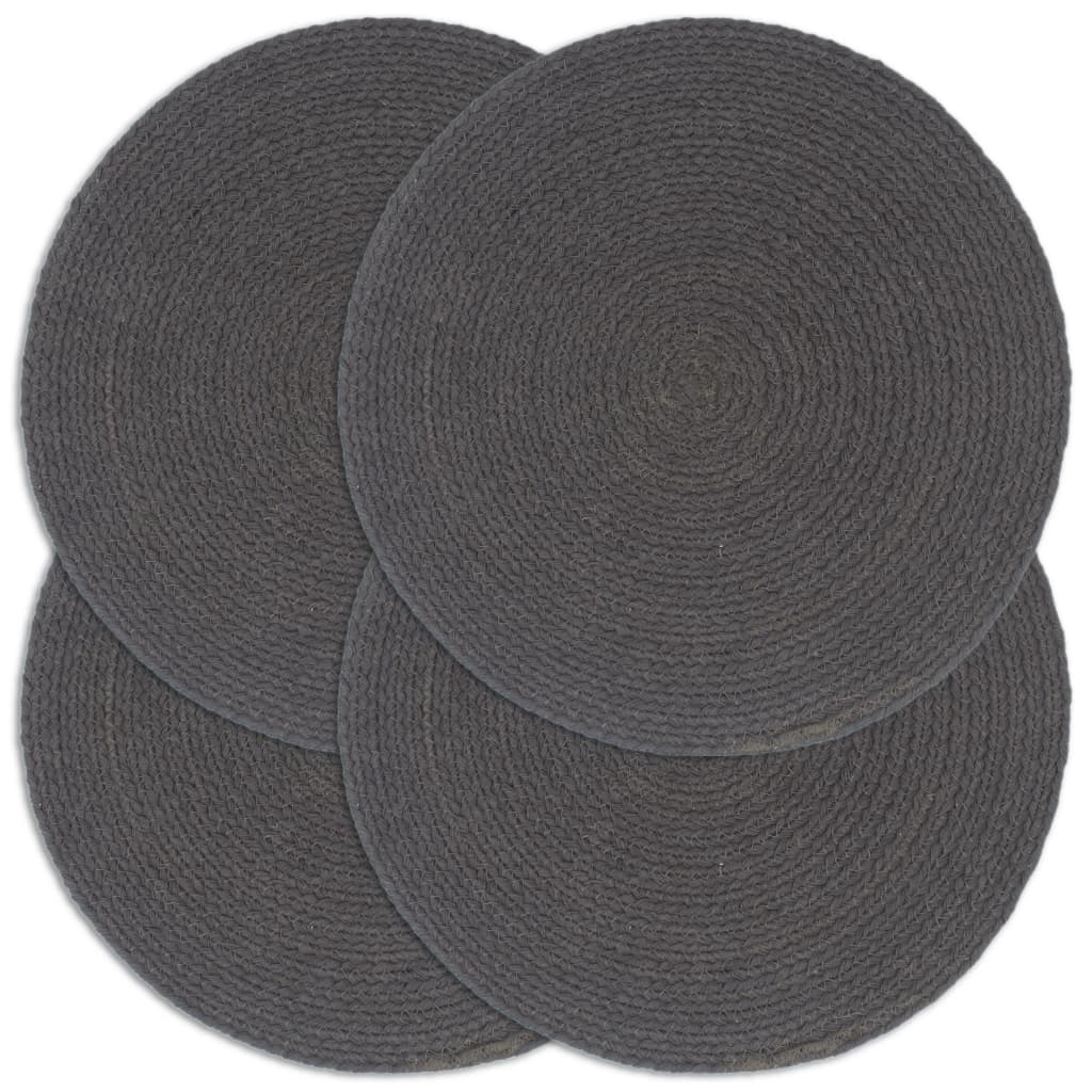 Vidaxl Placemats 4 sts Round 38 cm cotton plain dark gray