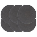 Vidaxl Placemats 6 Sts Round 38 cm Coton Gris foncé