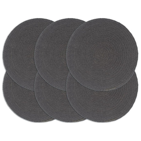 Vidaxl Placemats 6 Sts Round 38 cm Coton Gris foncé