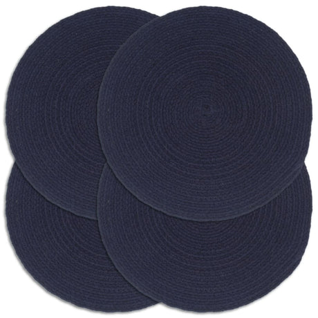 VidaXL sets de table 4 pcs rond 38 cm coton uni bleu marine