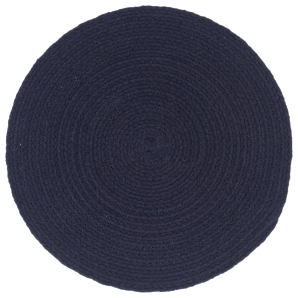 VidaXL sets de table 4 pcs rond 38 cm coton uni bleu marine