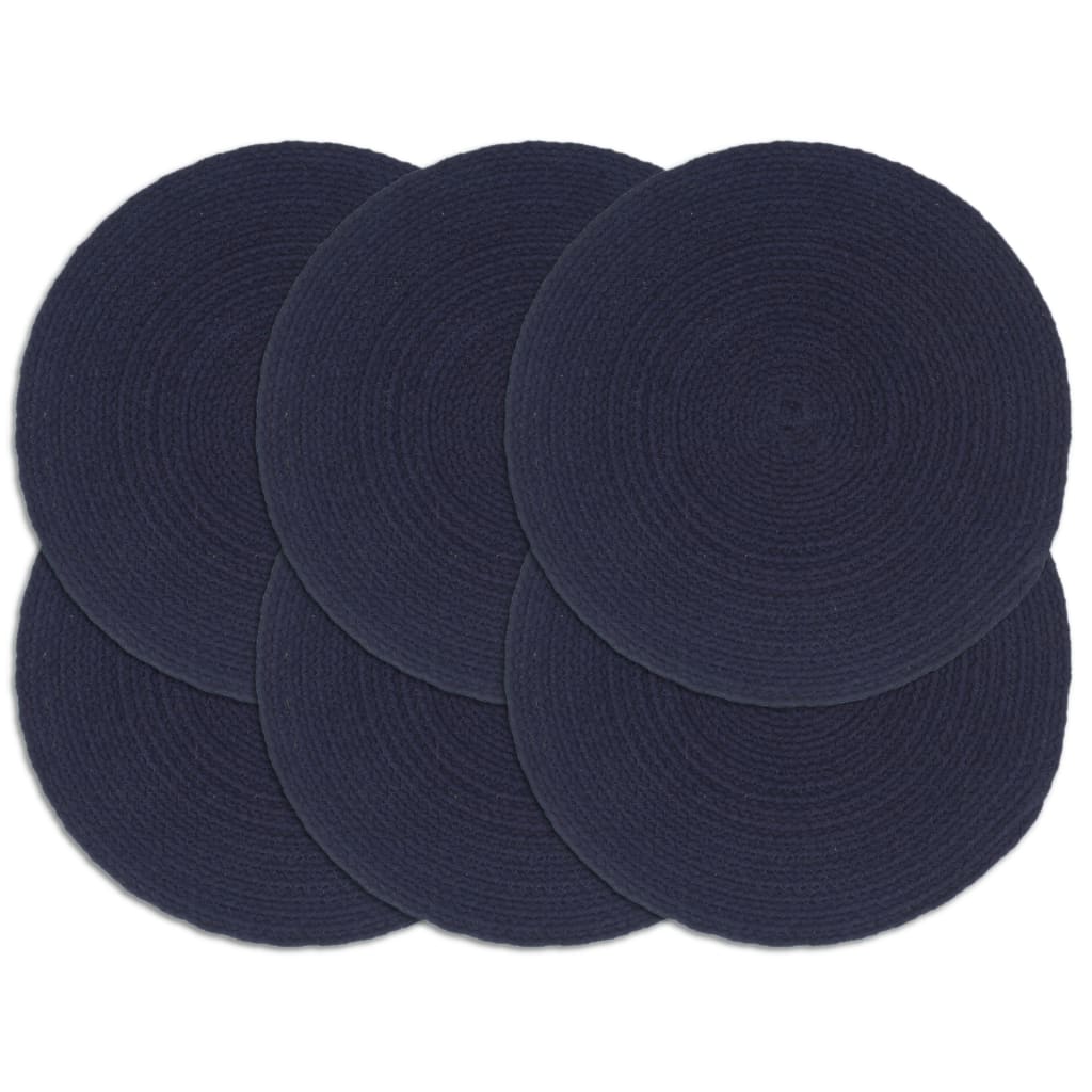 Vidaxl Placemats 6 sts Round 38 cm cotton plain navy blue