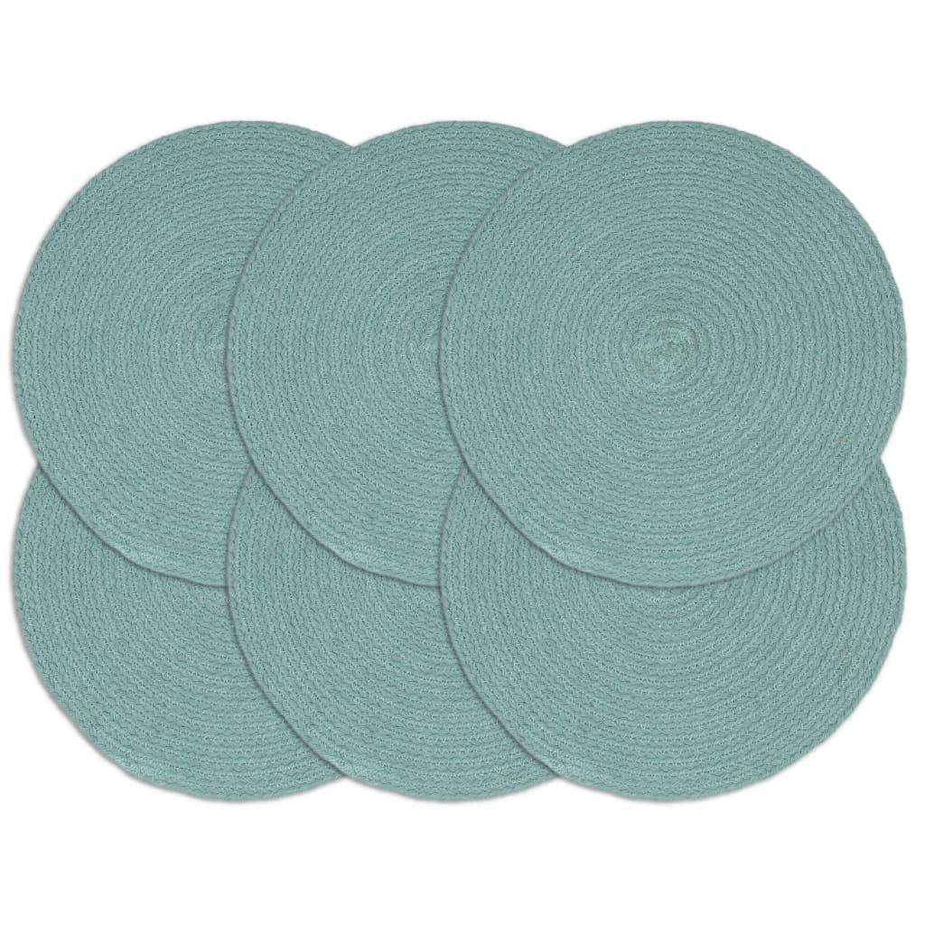 VidaXL sets de table 6 pcs rond 38 cm coton uni vert