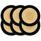 Vidaxl Placemats 6 ST 38 cm Jute et Coton bien sûr et noir