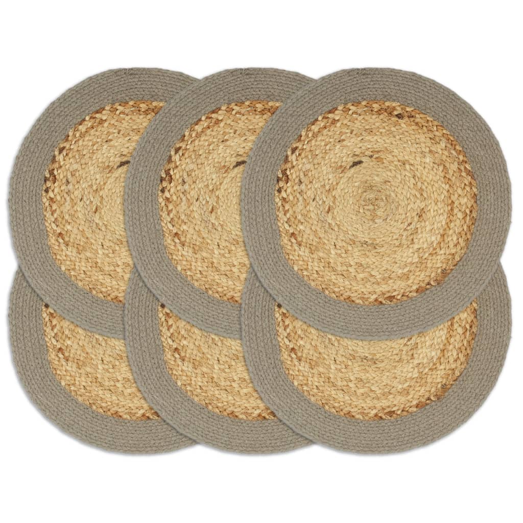 Vidaxx sets de table 6 pcs 38 cm jute et coton naturel et gris