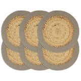Vidaxx sets de table 6 pcs 38 cm jute et coton naturel et gris