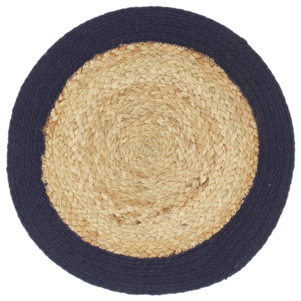 VidaXL sets de table 4 pcs 38 cm jute et coton naturel et bleu marine
