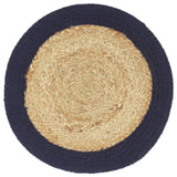 VidaXL sets de table 4 pcs 38 cm jute et coton naturel et bleu marine