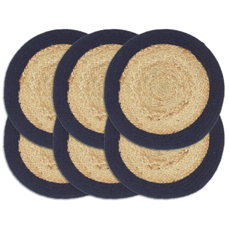 Vidaxx sets de table 6 pcs 38 cm jute et coton naturel et bleu marine