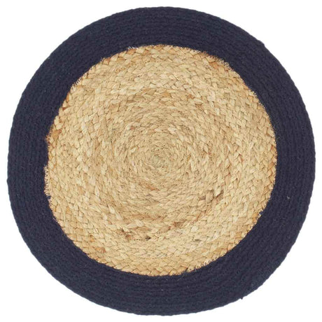 Vidaxx sets de table 6 pcs 38 cm jute et coton naturel et bleu marine