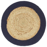 Vidaxx sets de table 6 pcs 38 cm jute et coton naturel et bleu marine