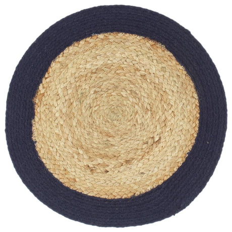 Vidaxx sets de table 6 pcs 38 cm jute et coton naturel et bleu marine