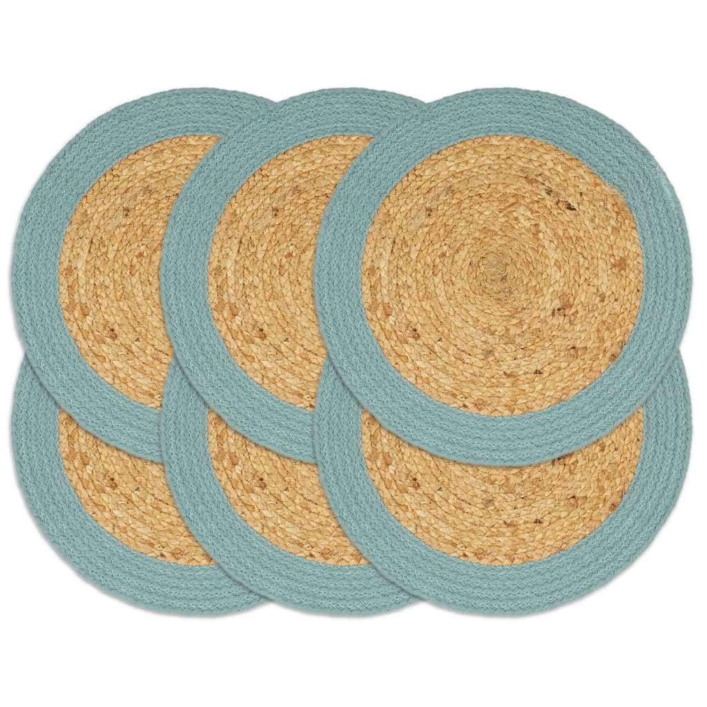 Vidaxx sets de table 6 pcs 38 cm jute et coton naturel et vert