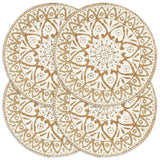 Vidaxl Placemats 4 Sts Round 38 cm Jute blanc