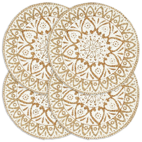 Vidaxl Placemats 4 Sts Round 38 cm Jute blanc