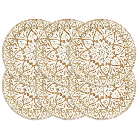 Vidaxl Placemats 6 Sts Round 38 cm Jute White